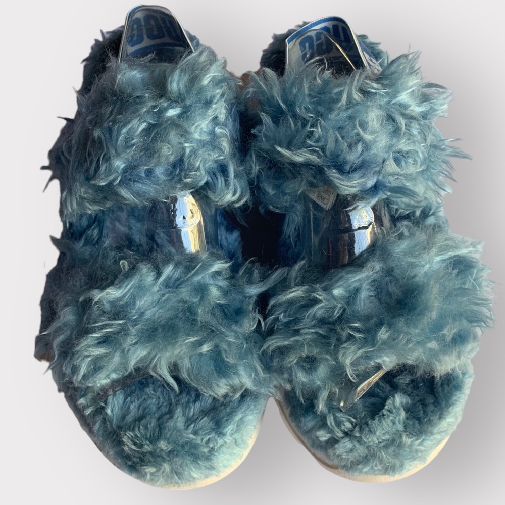 New NWoT UGG Women's FLUFF SUGAR SANDAL Blue Slipper Slide READ DESCRIPTION! - Picture 2 of 8